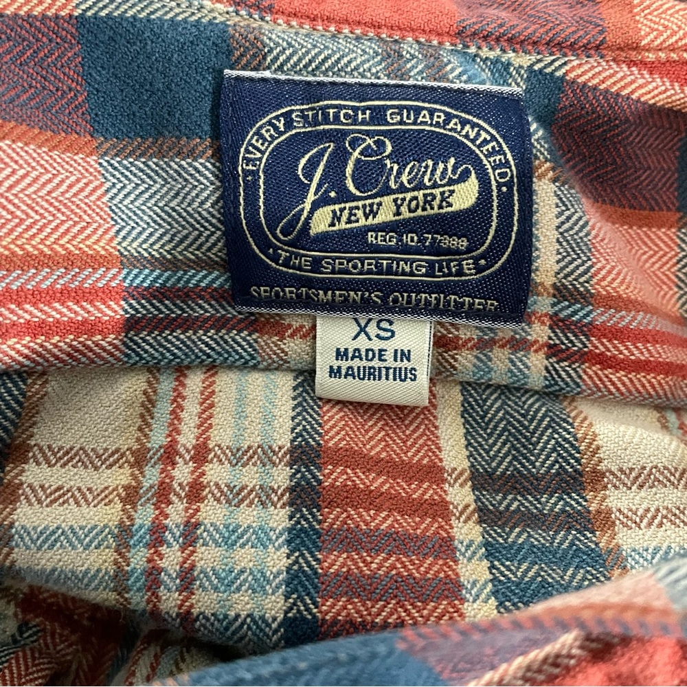 J.Crew Red Blue Plaid Flannel Quarter Button Long Sleeve Shirt Country - Picture 5 of 8